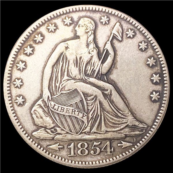 1854 Arrows Seated Liberty Half Dollar ABOUT UNC