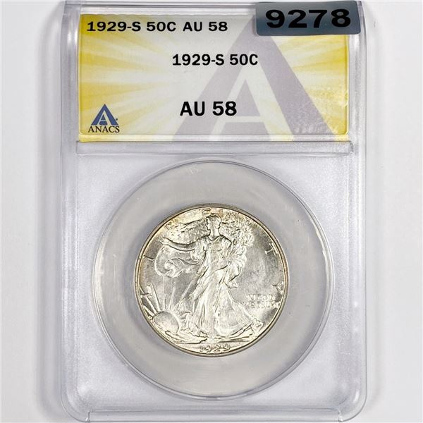 1929-S Walking Liberty Half Dollar ANACS-AU58
