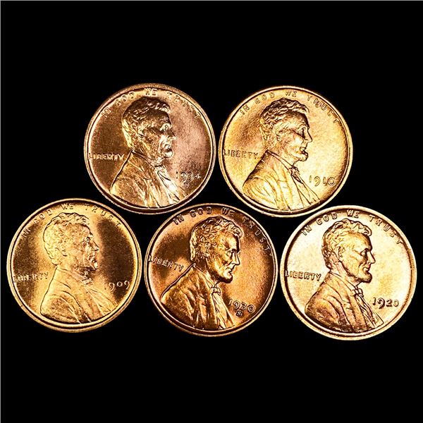 (5) RD Wheat Cents UNCIRCULATED