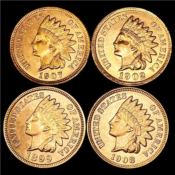 (4) RD Indian Head Cents UNCIRCULATED