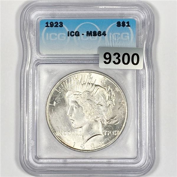 1923 Silver Peace Dollar ICG-MS64