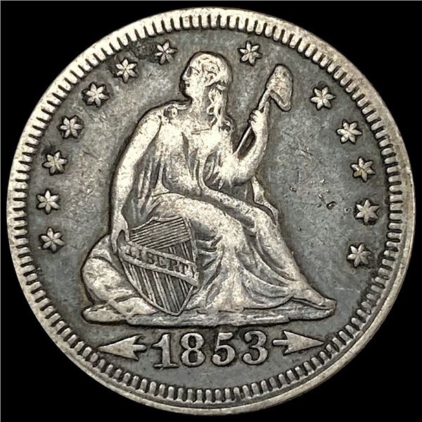 1853 Arws & Rays Seated Liberty Quarter CLOSE UNC