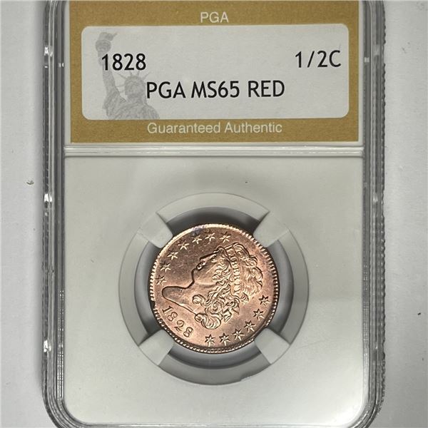 1828 Classic Head Half Cent PGA-MS65 Red
