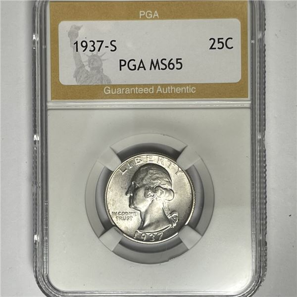 1937-S Washington Silver Quarter PGA-MS65
