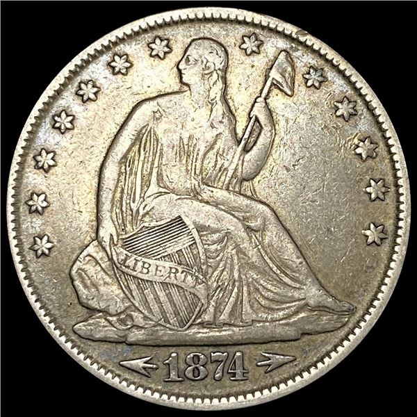1874 Arrows Seated Liberty Half Dollar NEARLY UNC