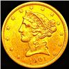 Image 1 : 1901-S $5 Gold Half Eagle UNCIRCULATED
