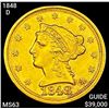 Image 1 : 1848-D $2.50 Gold Quarter Eagle CHOICE BU