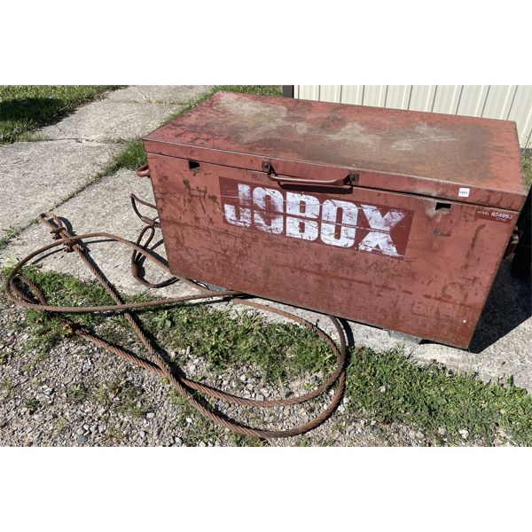 JOB LOT - METAL JOB BOX (2X4X8) AND 2X TOW CABLES 