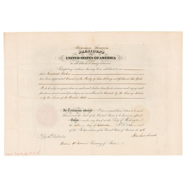 Abraham Lincoln Document Signed as President