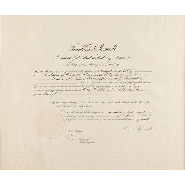 Franklin D. Roosevelt Document Signed as President