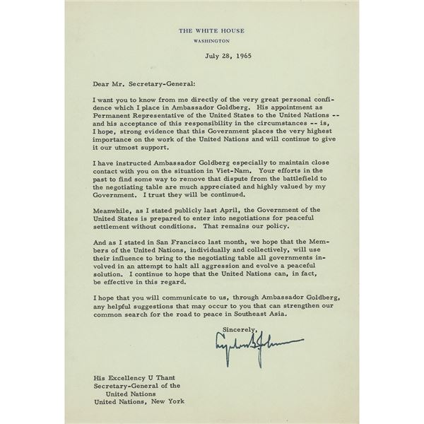 Lyndon B. Johnson Typed Letter Signed as President