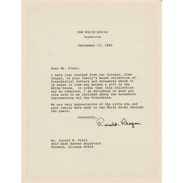 Ronald Reagan Typed Letter Signed as President