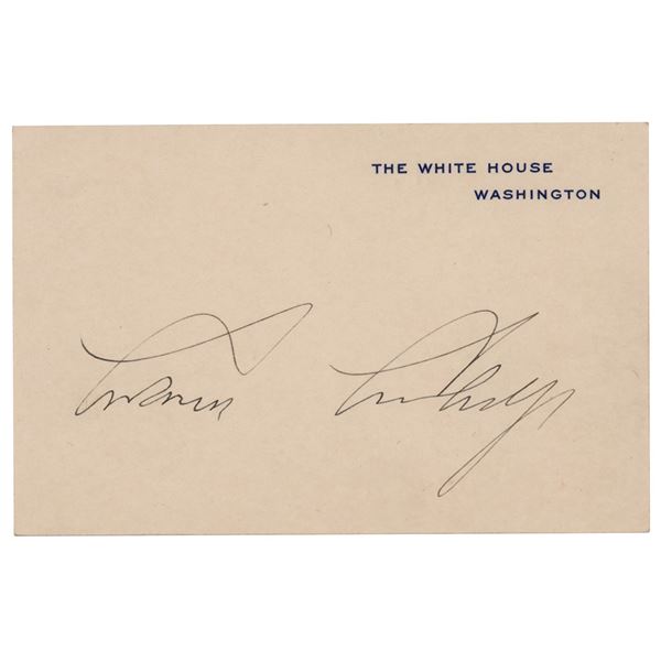 Calvin Coolidge Signed White House Card