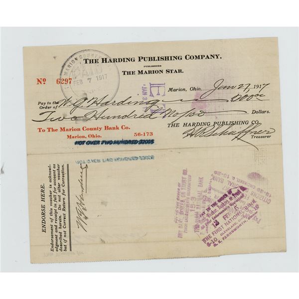 Warren G. Harding Document Signed