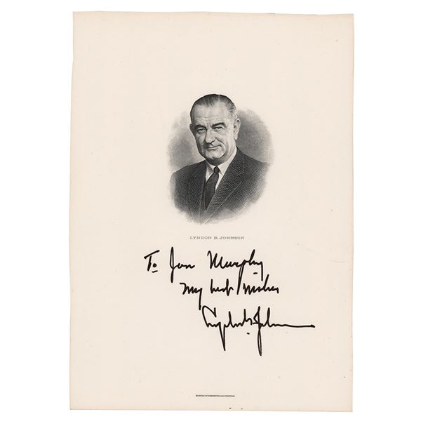 Lyndon B. Johnson Signed Engraving