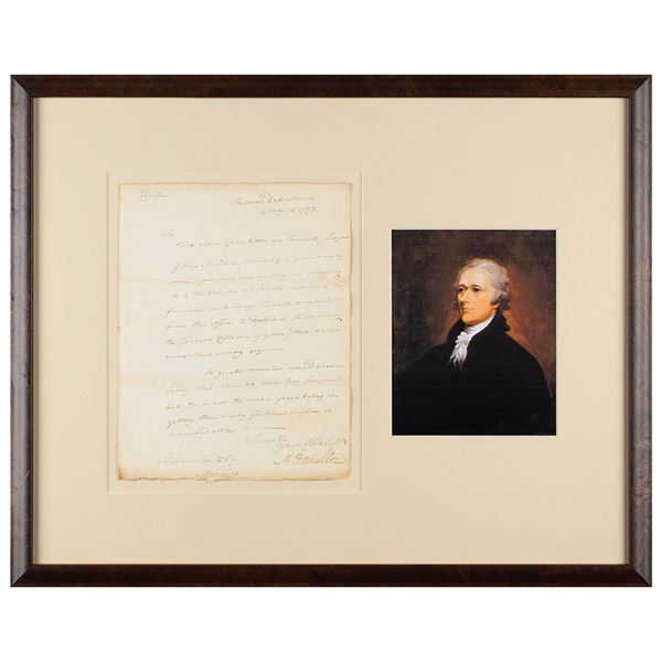 Alexander Hamilton Letter Signed as Treasury Secretary
