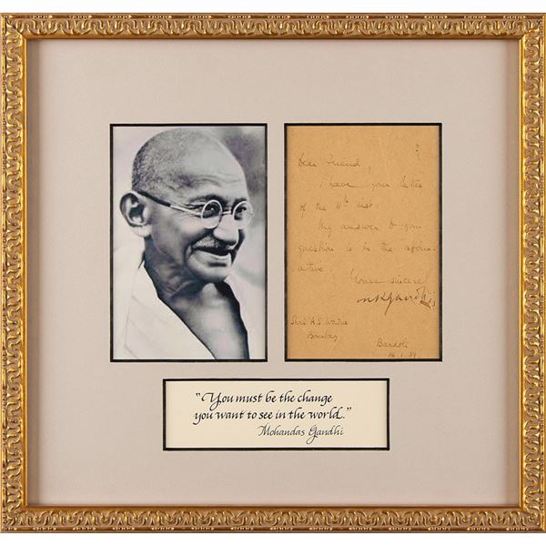 Mohandas Gandhi Letter Signed