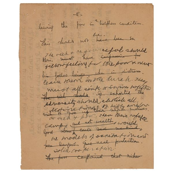 Mohandas Gandhi Hand-Corrected Manuscript