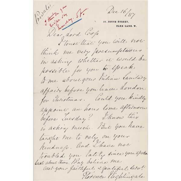 Florence Nightingale Autograph Letter Signed