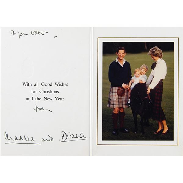 Princess Diana and Prince Charles Signed Christmas Card (1985)