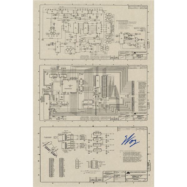 Apple: Wozniak and Wayne Signed Apple-1 Schematic