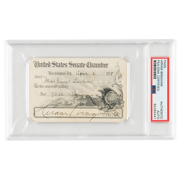 Hiram Bingham III Signed Pass
