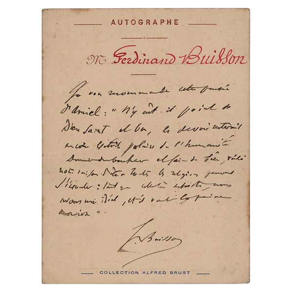 Ferdinand Buisson Autograph Note Signed