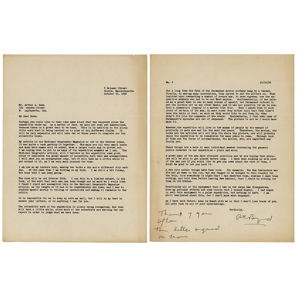 Richard E. Byrd Typed Letter Signed