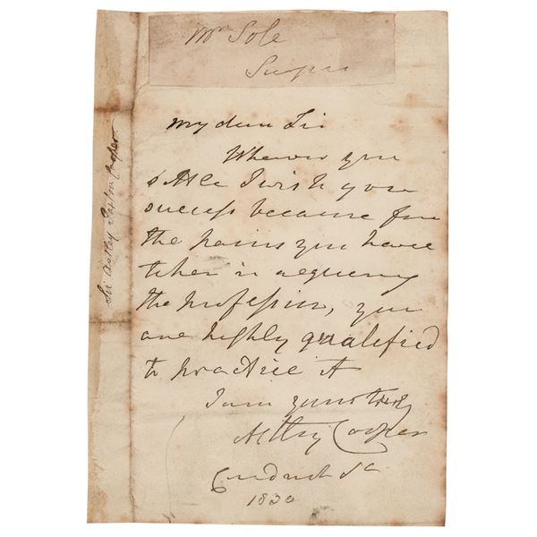 Astley Cooper Autograph Letter Signed