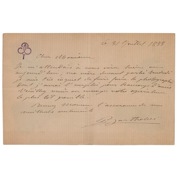 Frederic Auguste Bartholdi Autograph Letter Signed