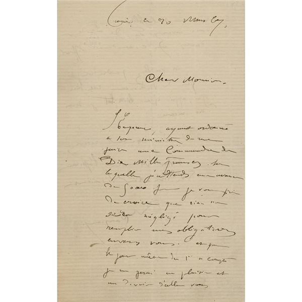 Jean-Baptiste Carpeaux Autograph Letter Signed