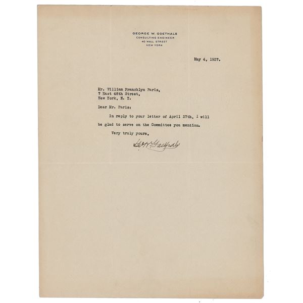 George Goethals Typed Letter Signed