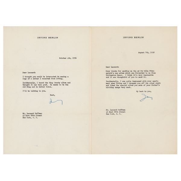 Irving Berlin (2) Typed Letters Signed