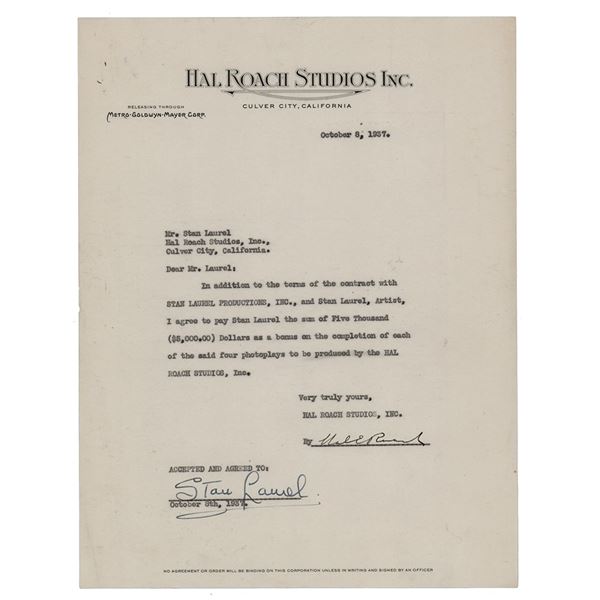 Laurel and Hardy (2) Documents Signed