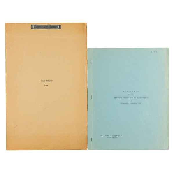 Boris Karloff Contract Package for 'Charlie Chan at the Opera'