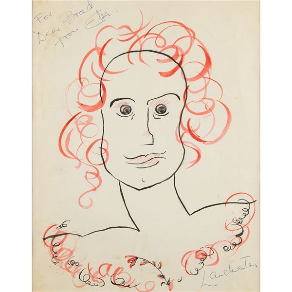 Elsa Lanchester Original Self-Portrait Artwork
