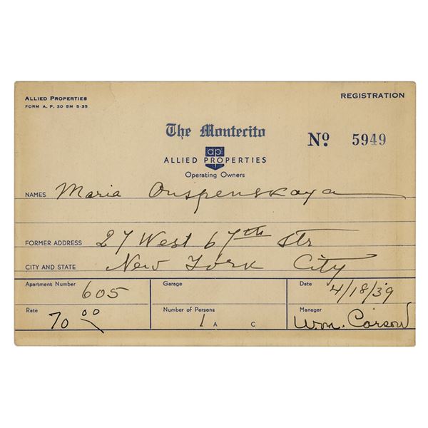 Maria Ouspenskaya Document Signed