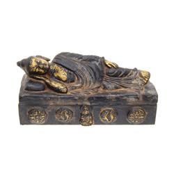 Antique Reclining Gilded Buddha on Box Base (ANT-524)