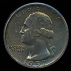 1957 Washington Quarter Graded GEM Uncirculated Beautiful Toning (COI-4081)