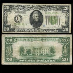 1928 Scarce US $20 Note High Grade (COI-4110)