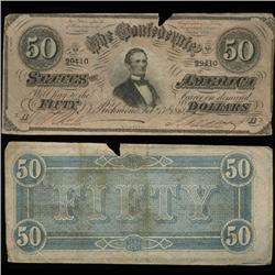 1864 Rare $50 Confederate Note Circulated (COI-4120)