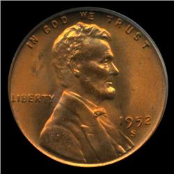1952S US Lincoln Cent Coin PCGS MS66 Red (COI-4163)