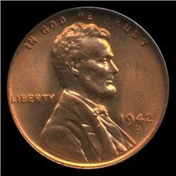 1942D US Lincoln Cent Coin NGC MS66 Red (COI-4204)