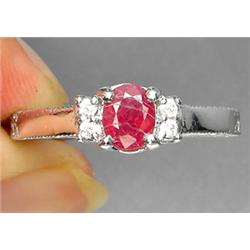 0.75ct Oval Cut Pink Red Ruby White Gold Vermeil Ring Size 6.5 (JEW-1213)
