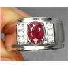 Image 1 : 1.01ct Oval Cut Red Ruby White Gold Vermeil Ring Size 6.5 (JEW-1214)