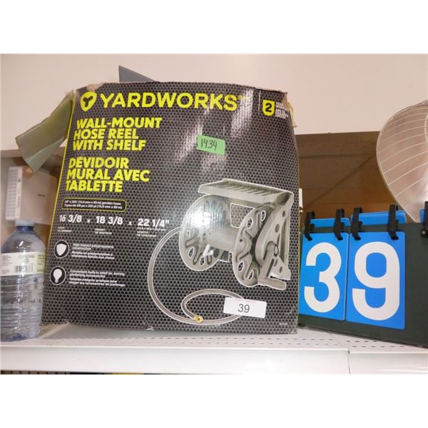 Yardworks wallmount hose reel with shelf