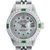 Image 1 : Rolex Ladies 26 Stainless Steel MOP Emerald & Diamond Datejust Wristwatch
