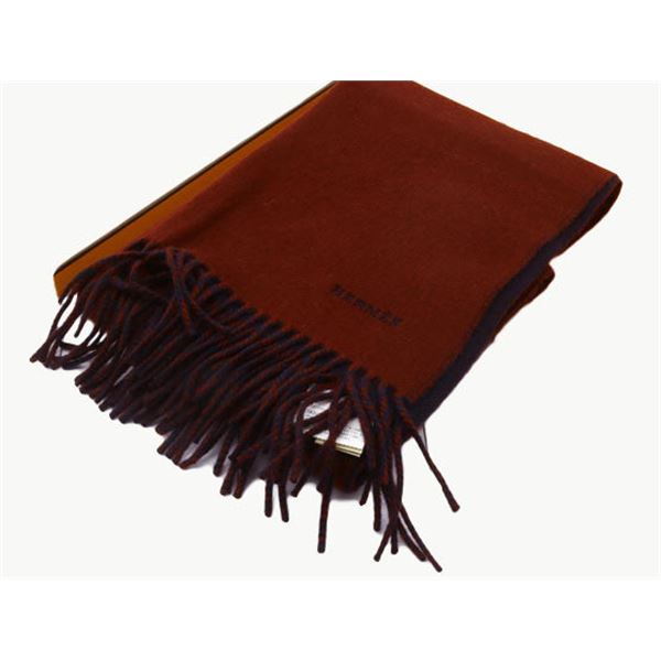 Hermes Red Navy Blue Cashmere Recto-Verso Reversible Muffler