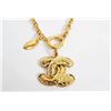 Image 2 : Chanel Gold-tone Metal CC Quilted Logo Pendant Necklace