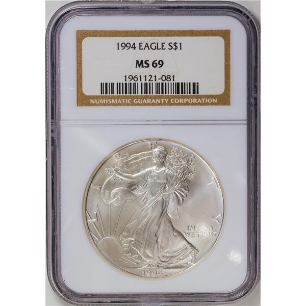 1994 American Silver Eagle .999 Fine Silver Dollar Coin NGC MS69